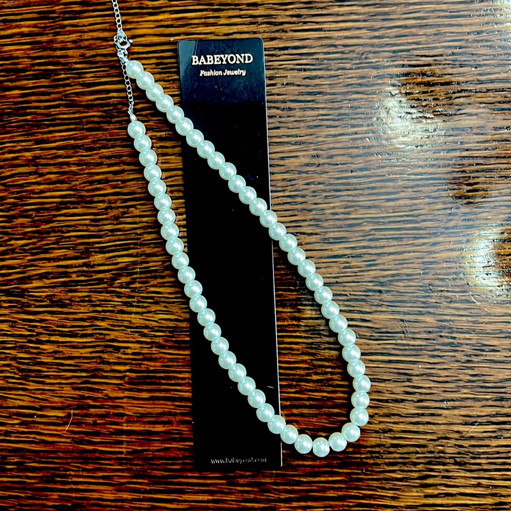 Babeyond fashion faux pearl necklace max length 20”